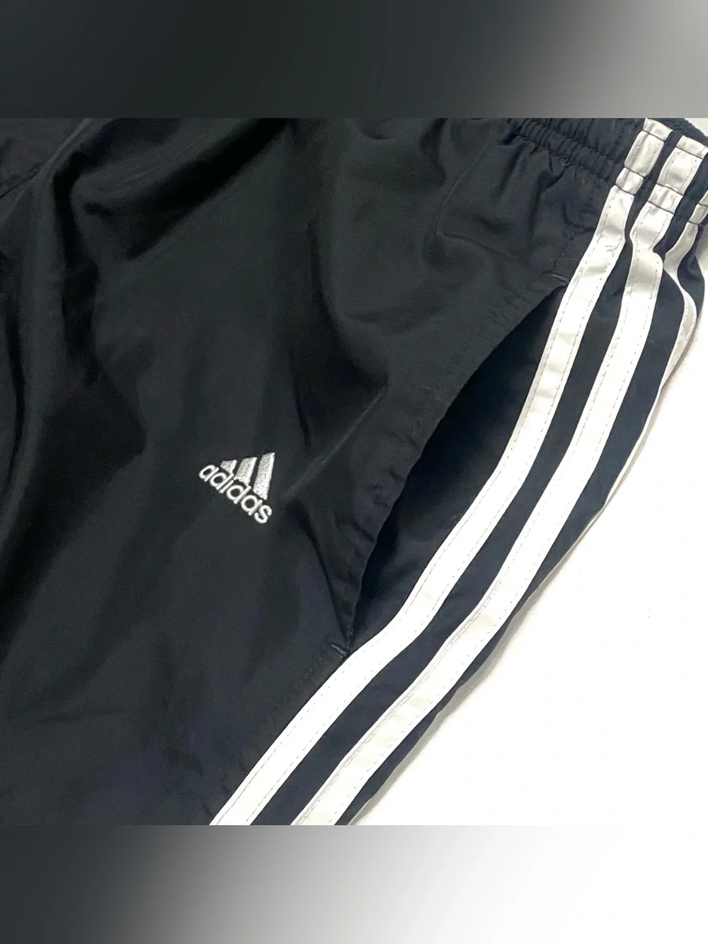 Vintage Adidas Originals Black 3 Stripe Mesh Lined Windbreaker Track Pants XL